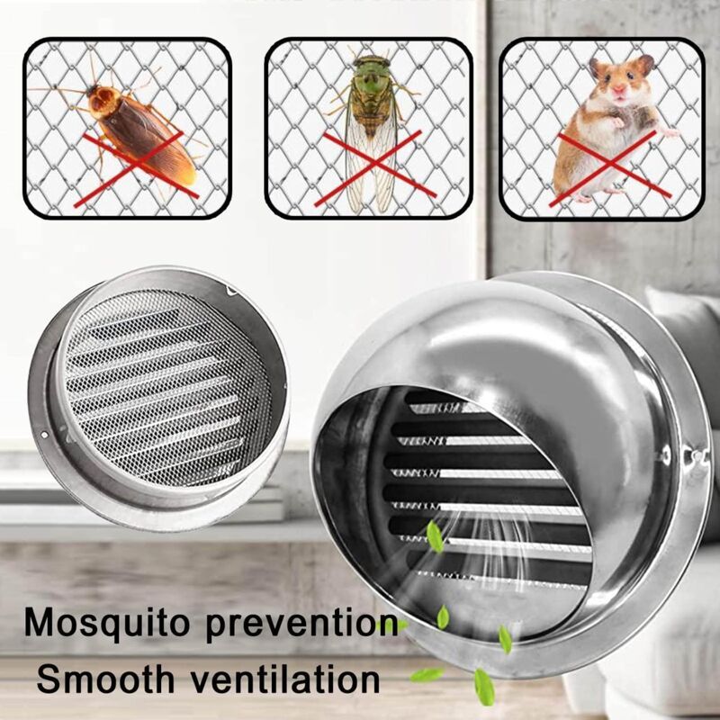 Round Stainless Steel Ventilation Grille with Anti Insect Slats for Exterior Wall Bathroom Kitchen, 150mm V1237-ZY-522-0074
