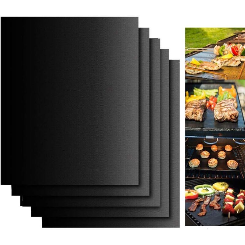 5 Pack Non Stick BBQ Grill Mats Reusable PTFE Teflon Baking Mats for Gas Charcoal Electric Grills V1237-ZY-522-0075