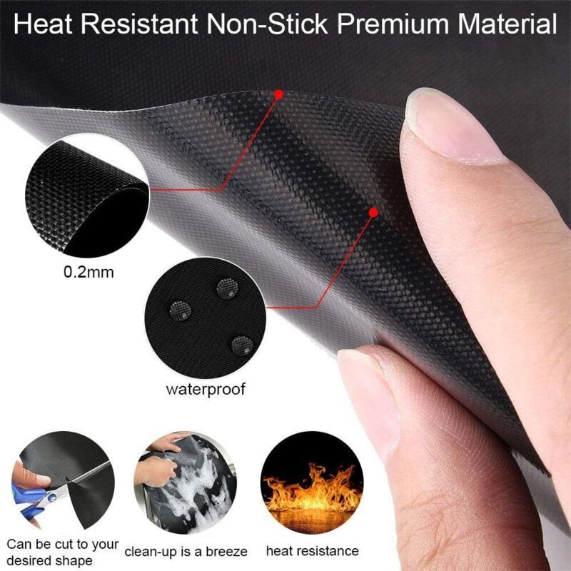 5 Pack Non Stick BBQ Grill Mats Reusable PTFE Teflon Baking Mats for Gas Charcoal Electric Grills V1237-ZY-522-0075