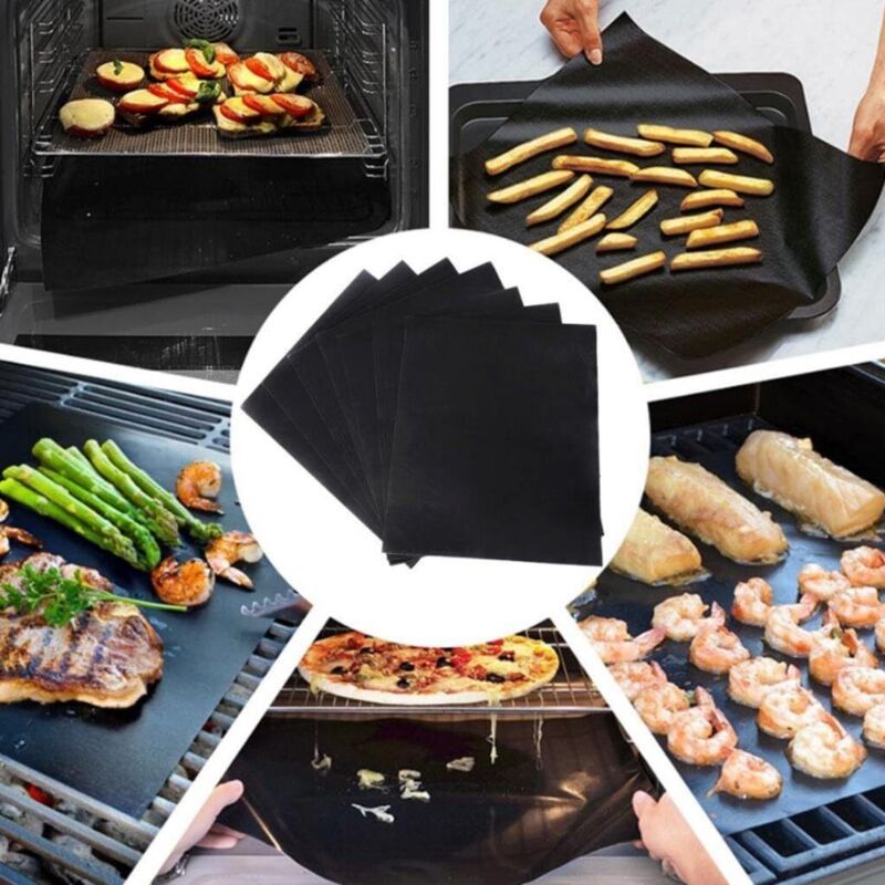 5 Pack Non Stick BBQ Grill Mats Reusable PTFE Teflon Baking Mats for Gas Charcoal Electric Grills V1237-ZY-522-0075