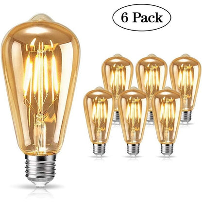 6 Pack E27 LED Edison Bulbs 4W Warm Light Vintage Antique Bulbs for Home Cafe Bar V1237-ZY-522-0080