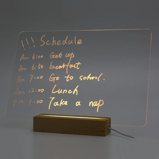 Luminous Transparent Acrylic Writing Board Clear Memo Message Frame Office Decoration, 30 x 20cm V1237-ZY-522-0082