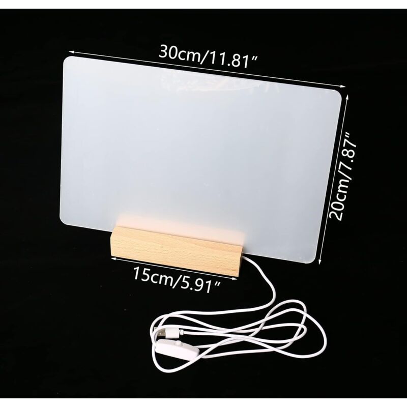 Luminous Transparent Acrylic Writing Board Clear Memo Message Frame Office Decoration, 30 x 20cm V1237-ZY-522-0082