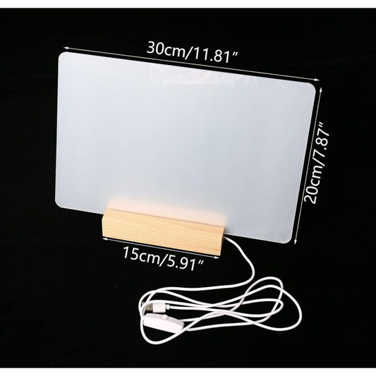 Luminous Transparent Acrylic Writing Board Clear Memo Message Frame Office Decoration, 30 x 20cm V1237-ZY-522-0082