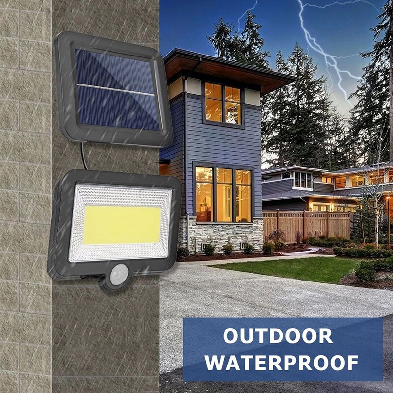 2 Pack 56 LED Outdoor Solar Lights with Motion Sensor IP65 Waterproof and 5M Cable, 120 Degree Angle V1237-ZY-522-0083