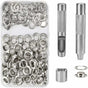 100 Pack Metal Grommet Eyelet Kit with Tools for Canvas Tarpaulin Tent Repair Silver, 14mm V1237-ZY-522-0084