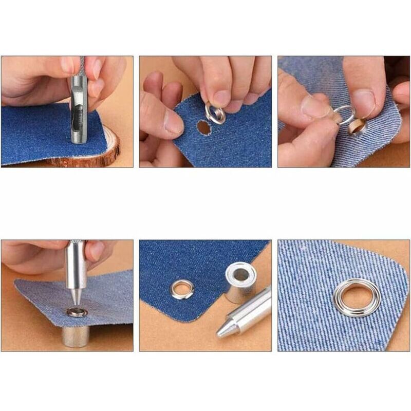 100 Pack Metal Grommet Eyelet Kit with Tools for Canvas Tarpaulin Tent Repair Silver, 14mm V1237-ZY-522-0084