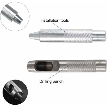 100 Pack Metal Grommet Eyelet Kit with Tools for Canvas Tarpaulin Tent Repair Silver, 14mm V1237-ZY-522-0084