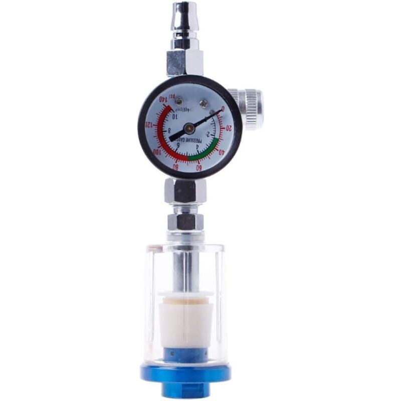 Pneumatic Spray Gun Regulator with Pressure Gauge Water Trap Air Filter Separator, 0.25 Inch V1237-ZY-522-0085