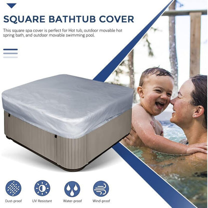 Square Grey Replacement Hot Tub Spa Cover Waterproof UV Protection, 200 x 210cm V1237-ZY-522-0086
