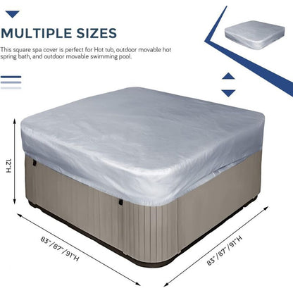 Square Grey Replacement Hot Tub Spa Cover Waterproof UV Protection, 200 x 210cm V1237-ZY-522-0086