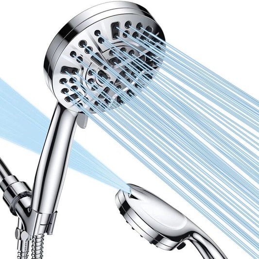 Square Shower Head with Hose Chrome 10 Mode Adjustable High Pressure Hand Shower, 1.5M Hose V1237-ZY-522-0088