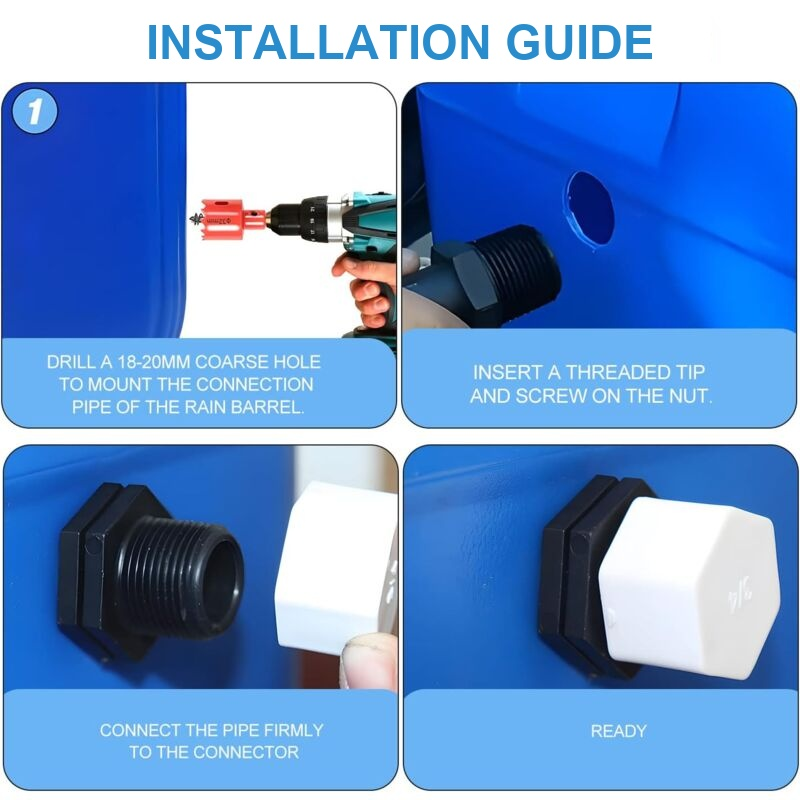 Overflow Tank Bulkhead Nipple with Gasket for 1000 Liter Rain Tank, 25mm 0.75 Inch V1237-ZY-522-0093