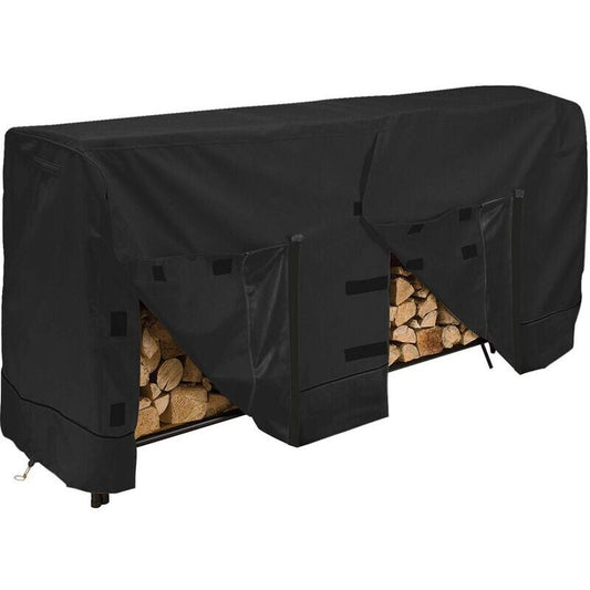 Firewood Rack Cover 420D Waterproof Dustproof Outdoor Log Rack Cover Black, 244 x 61 x 107cm V1237-ZY-522-0094