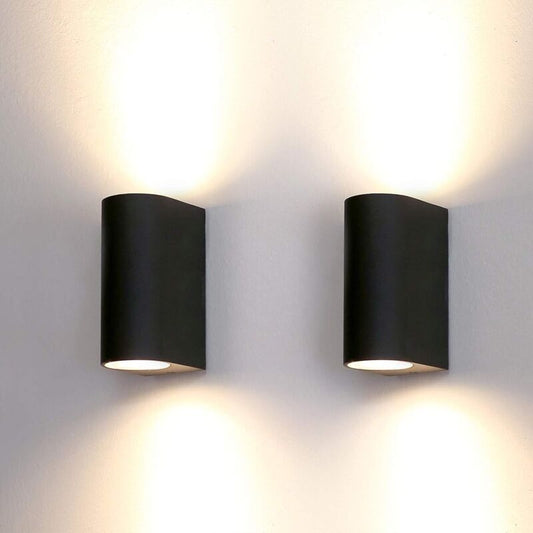 2 Pack Outdoor Wall Lights Aluminum Up Down IP44 Waterproof Black Lamps for Patio Garden Balcony Porch V1237-ZY-522-0095