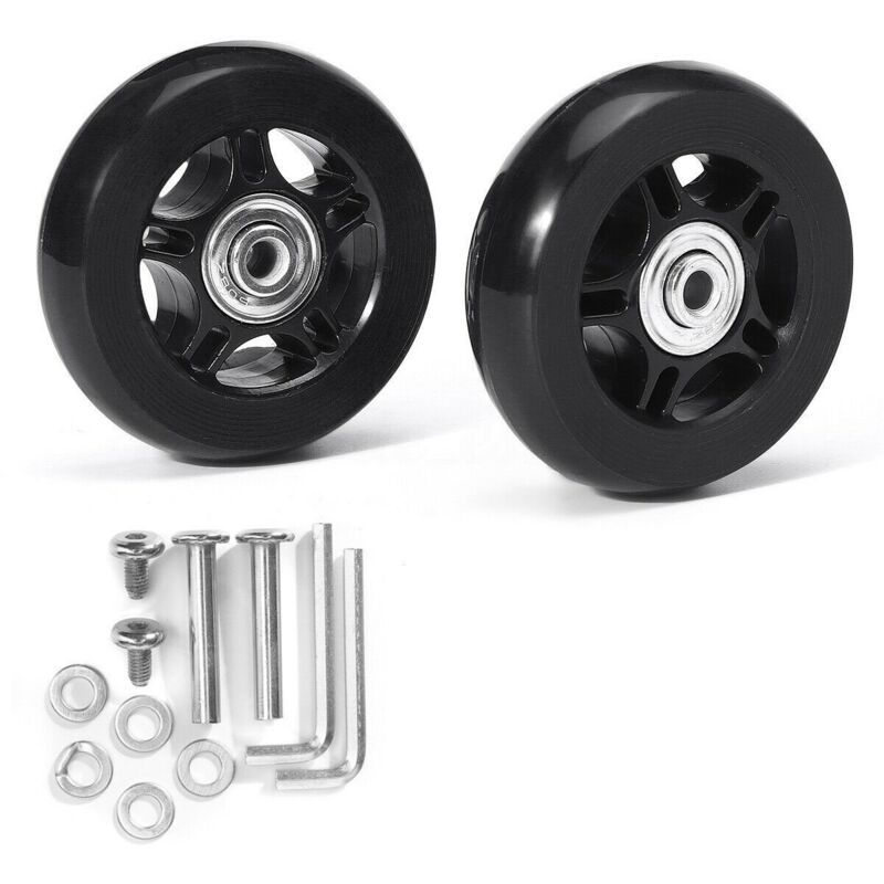 2 Pack Universal Suitcase Replacement Wheels Rubber Silent Multidirectional Luggage Casters, 70 x 19mm V1237-ZY-522-0098