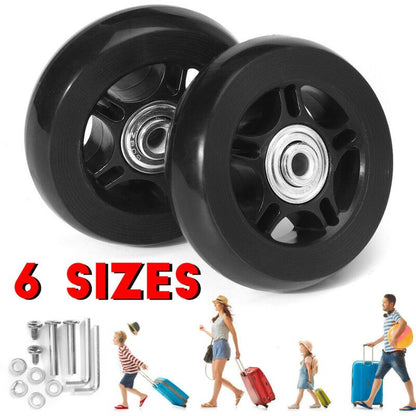 2 Pack Universal Suitcase Replacement Wheels Rubber Silent Multidirectional Luggage Casters, 70 x 19mm V1237-ZY-522-0098