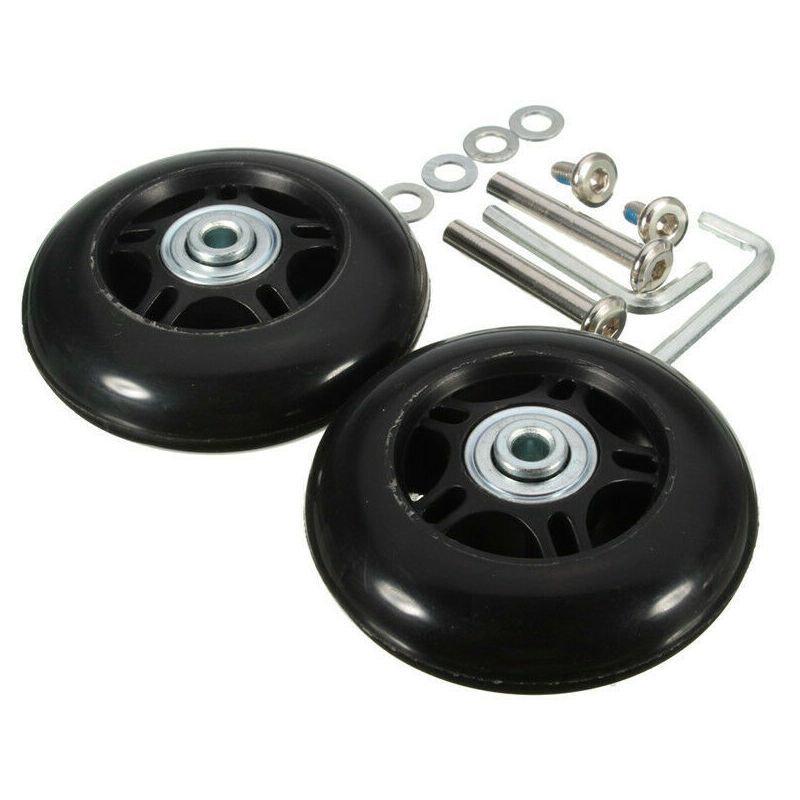 2 Pack Universal Suitcase Replacement Wheels Rubber Silent Multidirectional Luggage Casters, 70 x 19mm V1237-ZY-522-0098