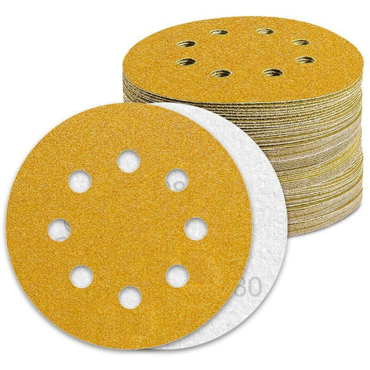 100 Pack Sanding Discs Grit 80 Sandpaper for Eccentric Sander, 125mm 5in V1237-ZY-522-0100