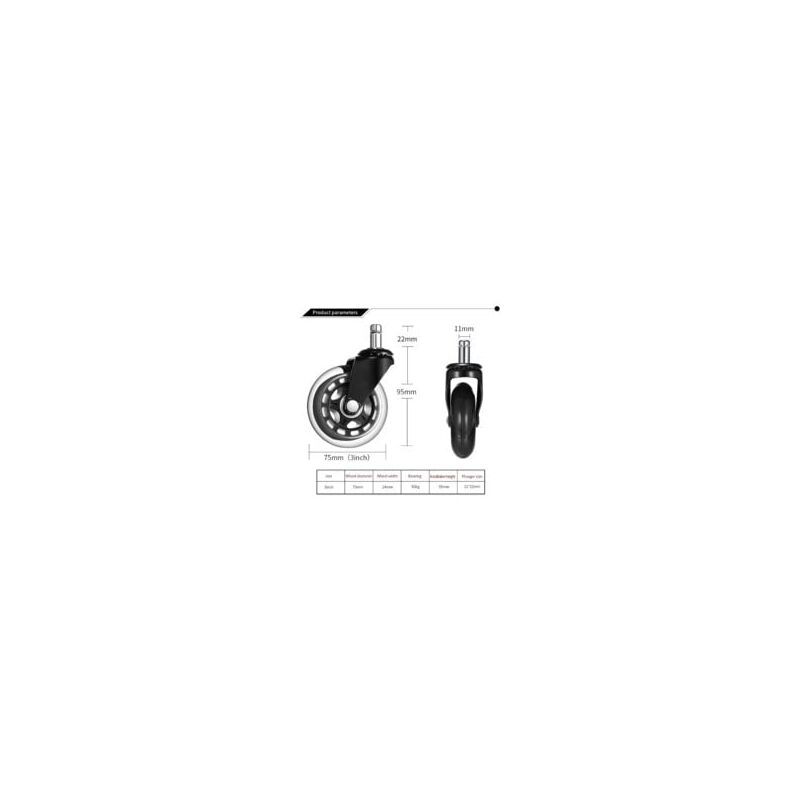 5 Pack Universal Office Chair Casters, Quiet and Abrasion Resistant Office Chair Replacement Wheels, 3 Inch V1237-ZY-528-010