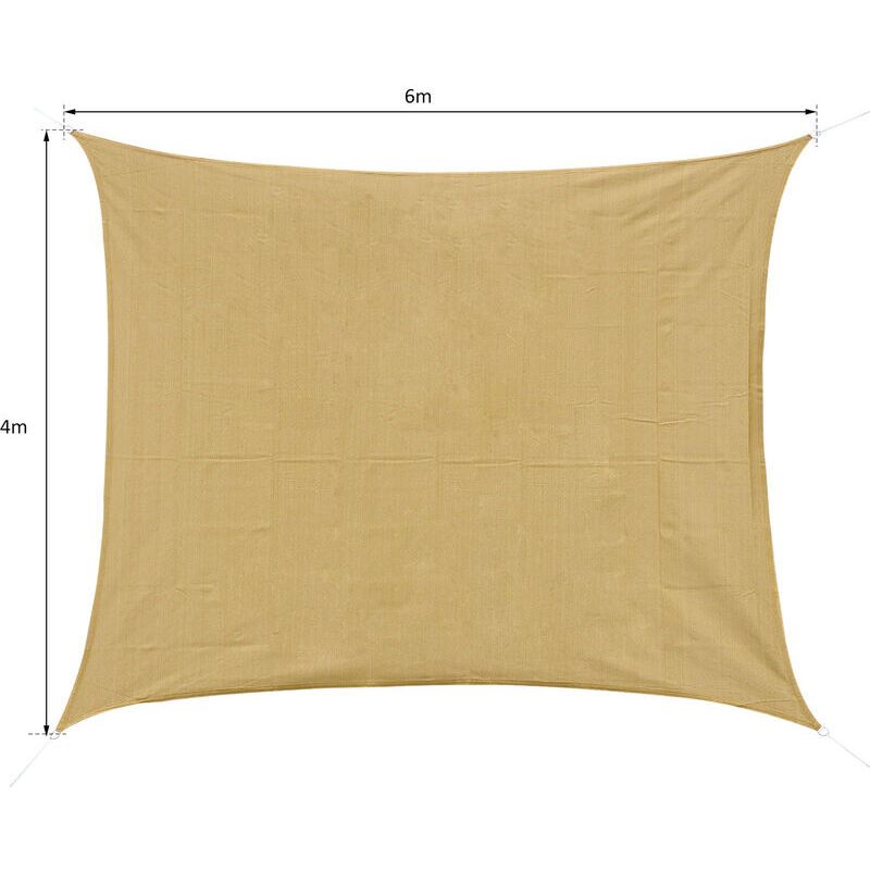 210D Rectangular Shade Sail Solar Canvas Sun Awning Sand, 4 x 6m V1237-ZY-528-012