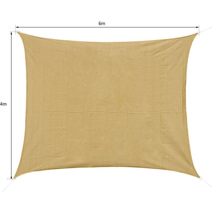 210D Rectangular Shade Sail Solar Canvas Sun Awning Sand, 4 x 6m V1237-ZY-528-012