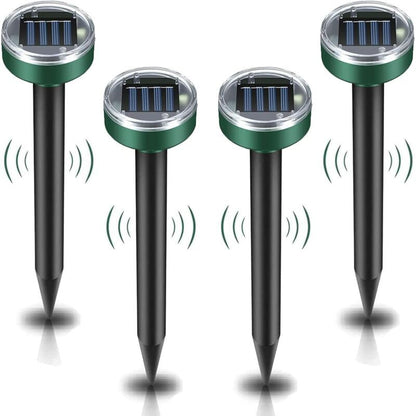 4 Pieces Solar Mole Repeller, Ultrasonic Pest Repeller Mole Control with IP65 Waterproof, Garden Mole V1237-ZY-528-028
