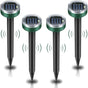 4 Pieces Solar Mole Repeller, Ultrasonic Pest Repeller Mole Control with IP65 Waterproof, Garden Mole V1237-ZY-528-028