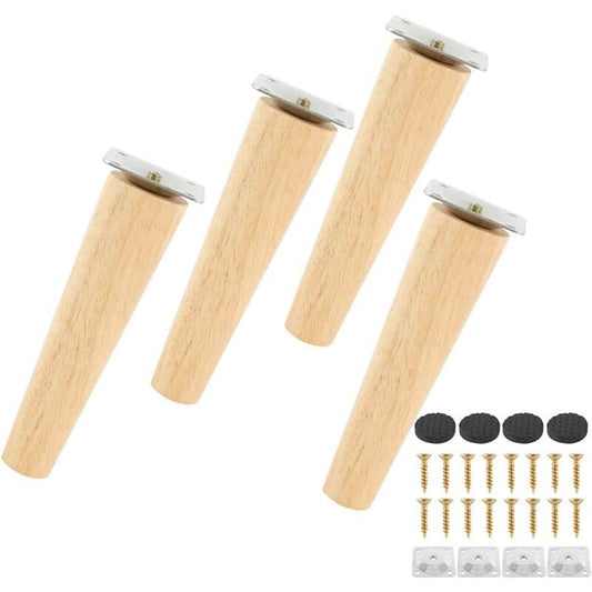 4 Pack Solid Wood Sofa Legs, Furniture Feet for TV Cabinet Bed Reliable, Replacement Wooden Sofa Legs with V1237-ZY-528-031