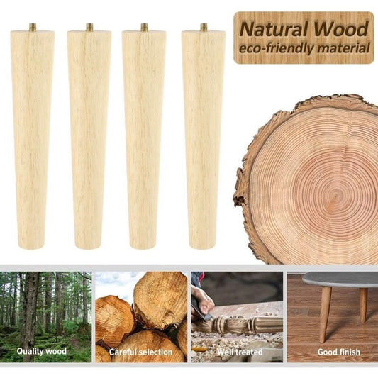 4 Pack Solid Wood Sofa Legs, Furniture Feet for TV Cabinet Bed Reliable, Replacement Wooden Sofa Legs with V1237-ZY-528-031