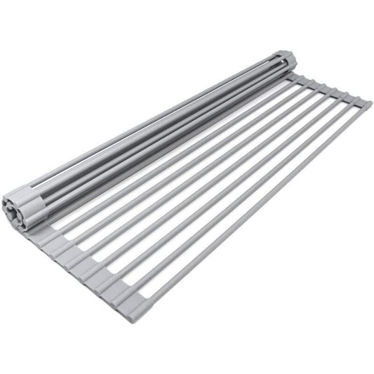 Sink Drainer Basket Roll Up Heat Resistant Dishwasher Shelf with 19 Tubes, Gray, 33 x 45 x 1cm V1237-ZY-528-039