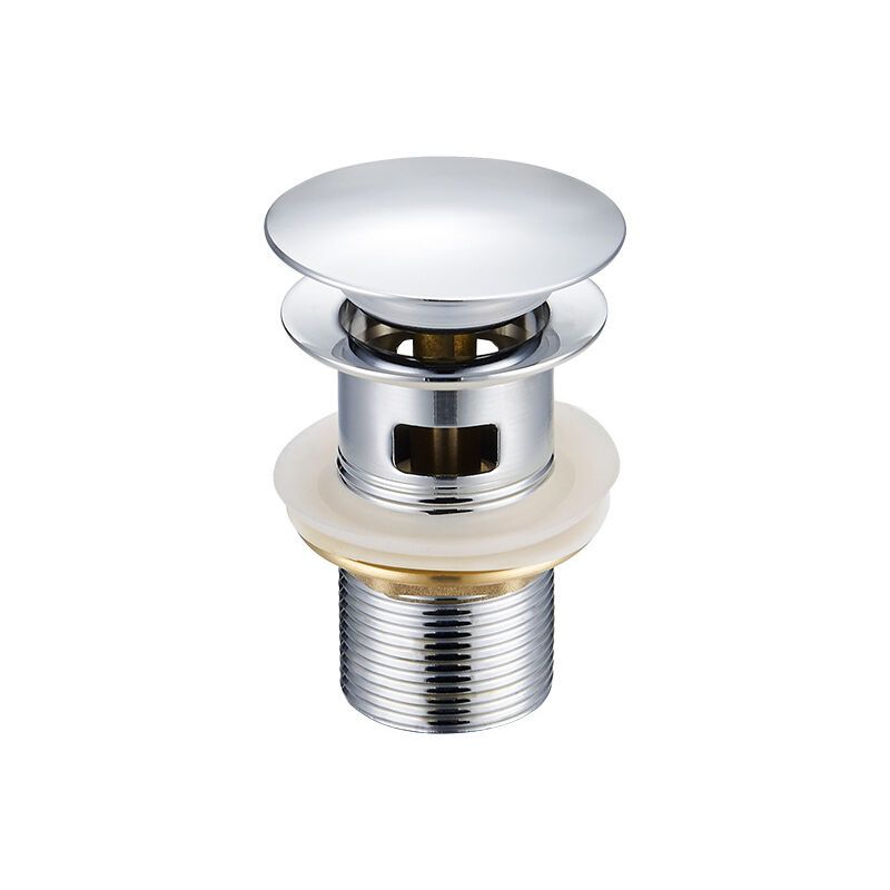 Basin Drain with Overflow Hole Stainless Steel Lid, Stainless Steel Body, Copper Nut, Copper Movement V1237-ZY-528-059