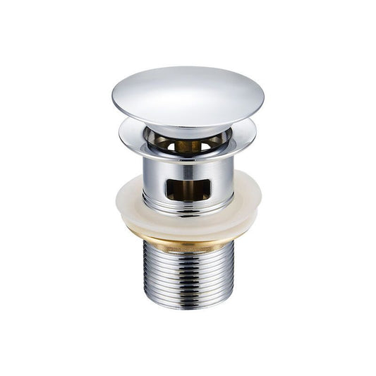Basin Drain with Overflow Hole Stainless Steel Lid, Stainless Steel Body, Copper Nut, Copper Movement V1237-ZY-528-059