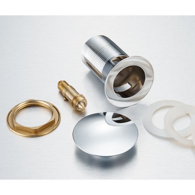 Basin Drain with Overflow Hole Stainless Steel Lid, Stainless Steel Body, Copper Nut, Copper Movement V1237-ZY-528-059