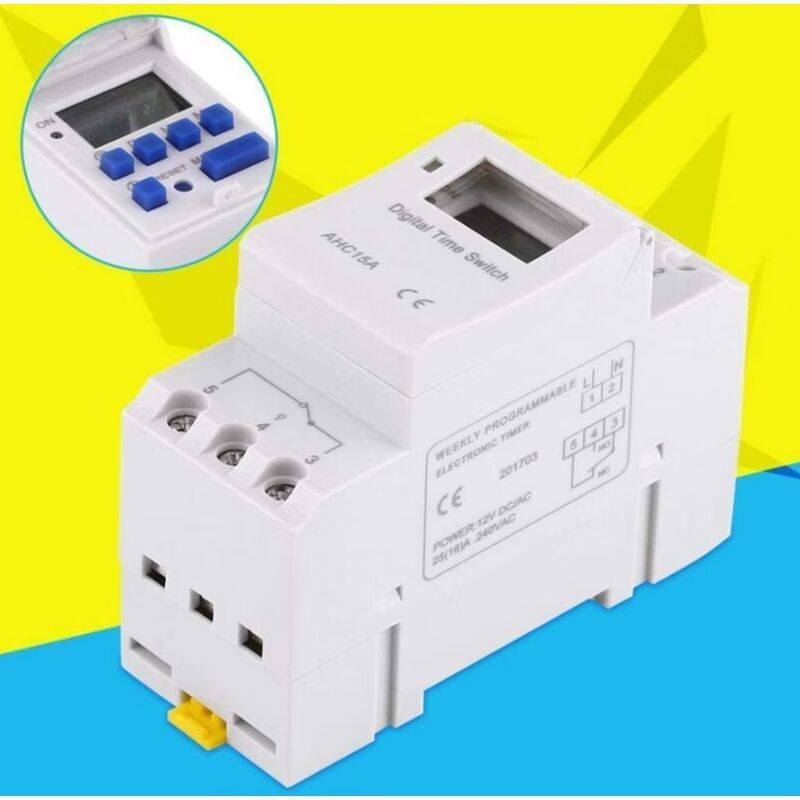 Programmable Digital Timer, Digital Timer, LCD Display, Weekly Digital Timer with Programming, DIN Rail V1237-ZY-528-060