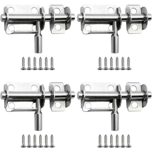 4 Pieces Mini Stainless Steel Sliding Door Latches Safety Door Latches with Screws for Bathroom Door Wooden V1237-ZY-528-063