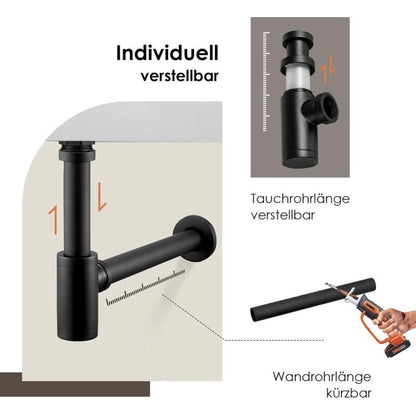 Brass Basin Drain, Keymark Universal Siphon with Extension Tube, 1 Adjustable Siphon Anti Odor Leak Proof, V1237-ZY-528-064