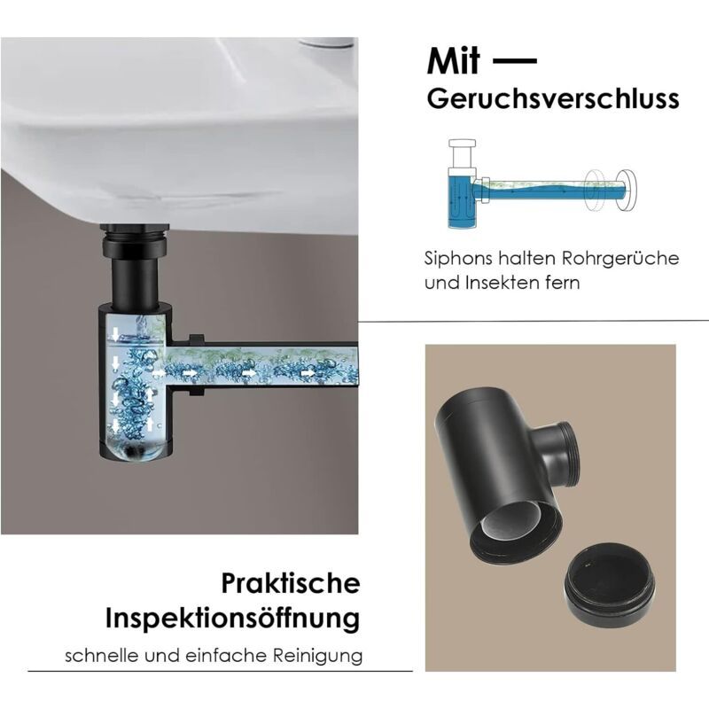 Brass Basin Drain, Keymark Universal Siphon with Extension Tube, 1 Adjustable Siphon Anti Odor Leak Proof, V1237-ZY-528-064