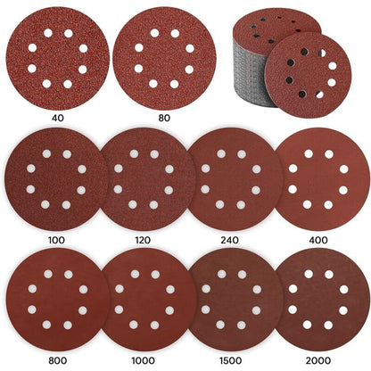80 Pieces Sanding Discs for Eccentric Sander P40 to P2000 8 Hole, 125mm V1237-ZY-528-065