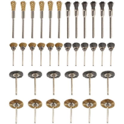 36 Pieces Brass Polishing Brush Metallic Set for Drill Tools Stainless Steel Wire Metal Drilling Rotary V1237-ZY-528-068