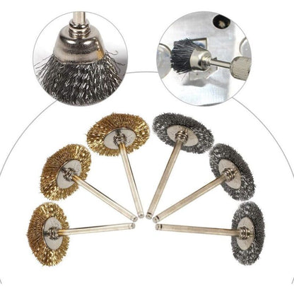 36 Pieces Brass Polishing Brush Metallic Set for Drill Tools Stainless Steel Wire Metal Drilling Rotary V1237-ZY-528-068