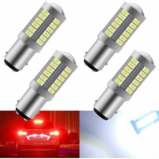 4 Pieces Trailer Lights and Reflectors, White 1157 33SMD LED Bulbs Super Reversing Lights Parking Light Brake V1237-ZY-528-073