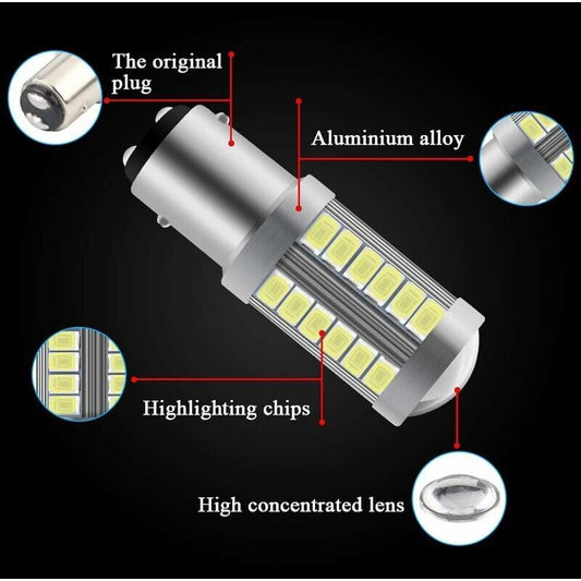 4 Pieces Trailer Lights and Reflectors, White 1157 33SMD LED Bulbs Super Reversing Lights Parking Light Brake V1237-ZY-528-073