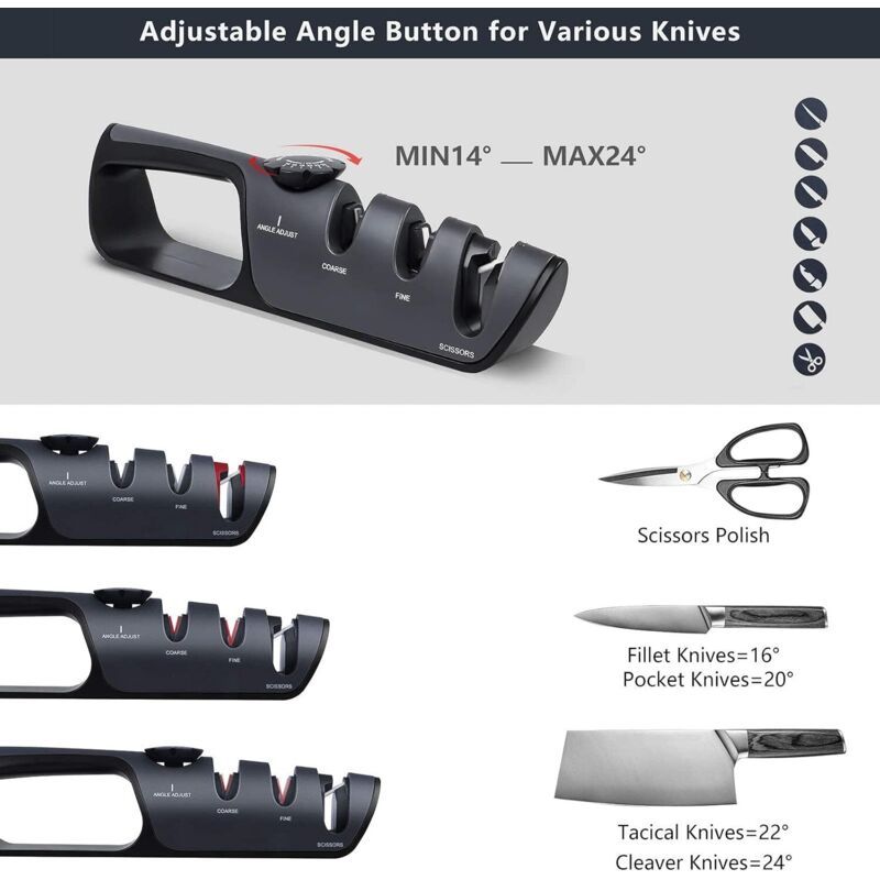 Kitchen Sharpener Professional Knife Sharpener, Knife Sharpener with Non Slip Eraser for Knives, Scissors V1237-ZY-528-075