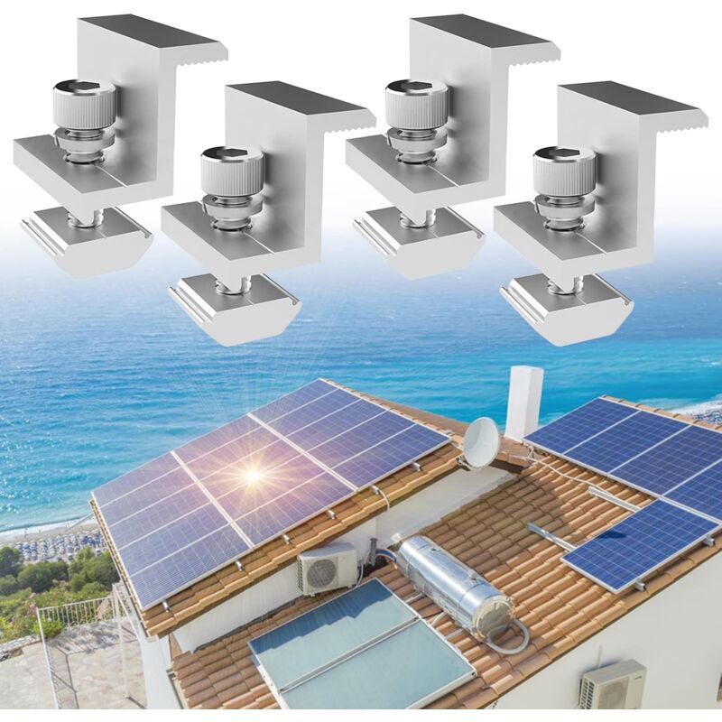 4 Pieces Solar Panel Edge Clamp Brackets for 30mm Module Height V1237-ZY-528-085