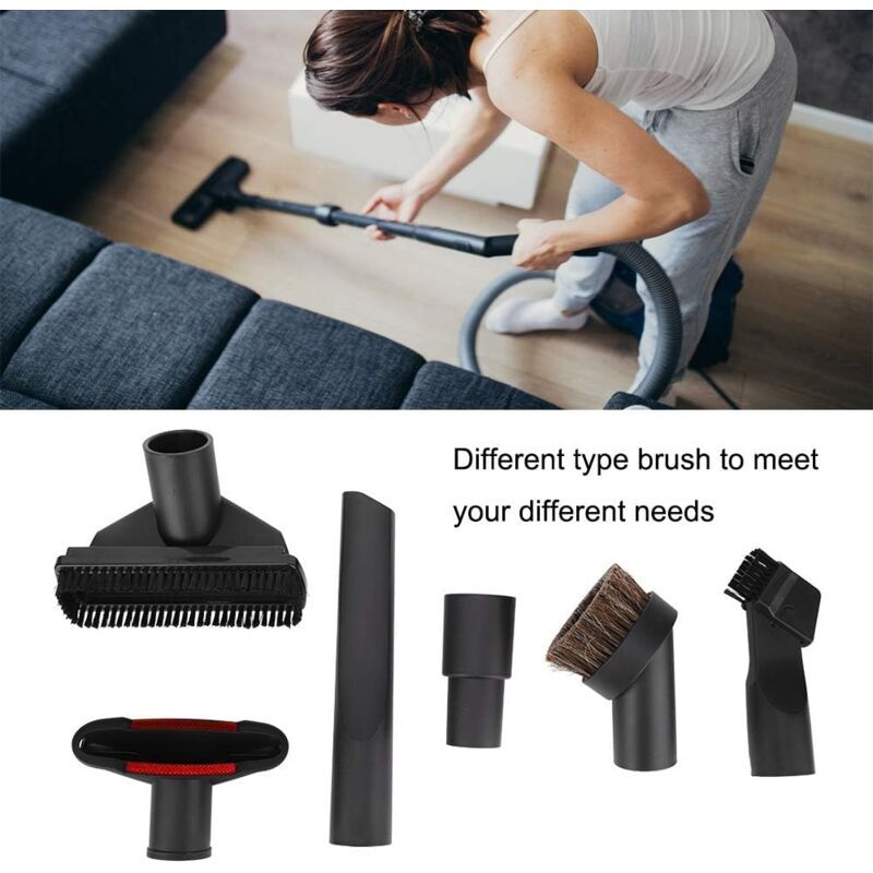 6 Pieces Universal Horse Vacuum Cleaner Brush Adapter Accessories, Black V1237-ZY-528-089