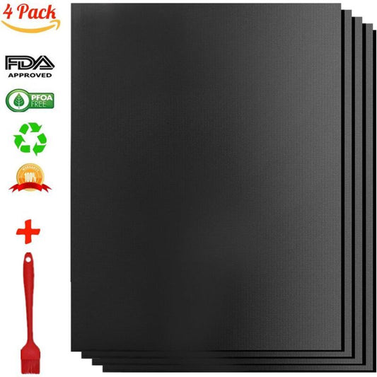 4 Pack Lid for Barbecue and Plancha Grill Mat for Barbecue and Oven, Non Stick Reusable and Cleanable V1237-ZY-528-101
