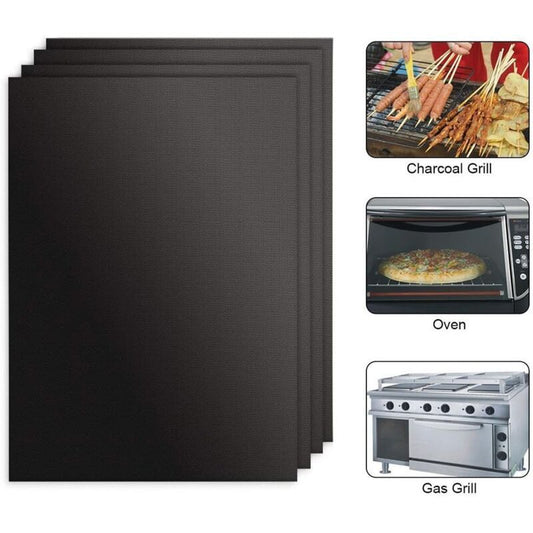 4 Pack Lid for Barbecue and Plancha Grill Mat for Barbecue and Oven, Non Stick Reusable and Cleanable V1237-ZY-528-101