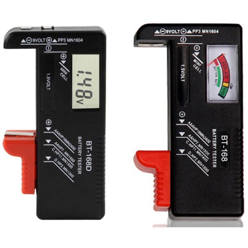 2 Pack Digital Battery Tester Voltage Checker and Power Level Checker Combo for AA AAA C D 9V 1.5V Button V1237-ZY-528-105