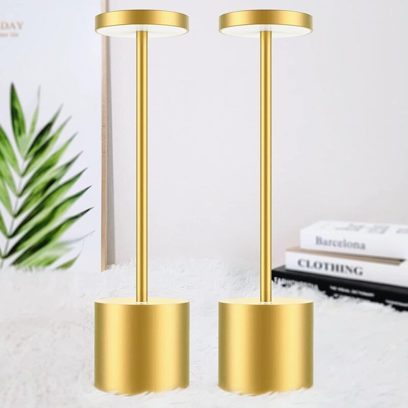 2 Pack Wireless LED Touch Bedside Lamps USB Rechargeable 3600mAh with 3 Color Temperatures V1237-ZY-528-107